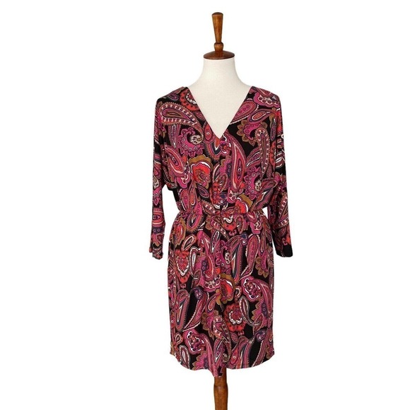 Trina Turk Dresses & Skirts - Trina Turk Birch 3/4 Sleeve Multicolor Paisley Stretch Blouson Dress Size L